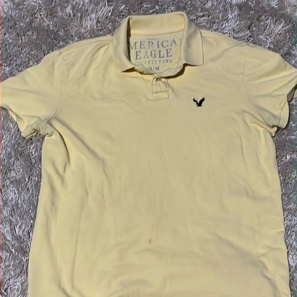 A1002 - Men yellow American EagleOutfitters Short Sleeve Polo Shirt